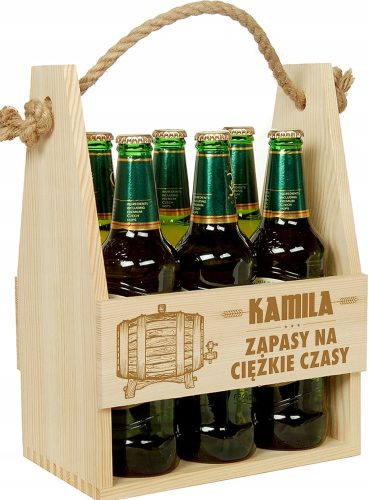 Cool, funny gadgets Wooden beer carrier as a gift box with engraving