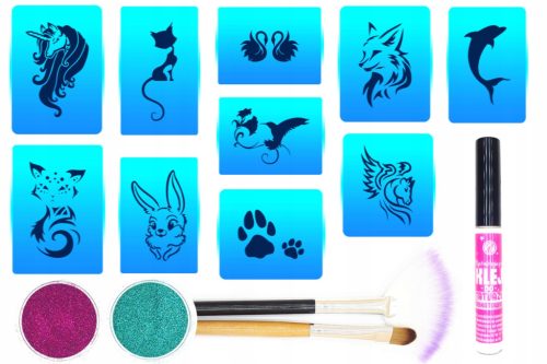  Set no. 4 glitter tattoos stencil glue dust