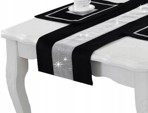 Tablecloth Runner Table Runner, Black, Silver, 130 x 40 cm