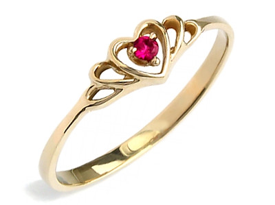  GOLD HEART ring with RUBY. engagement in 24h