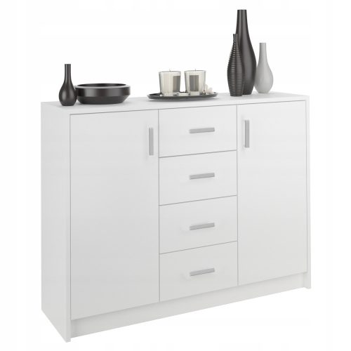  Mobene Modern Chest of Drawers 110 x 35 x 85 cm, matt white