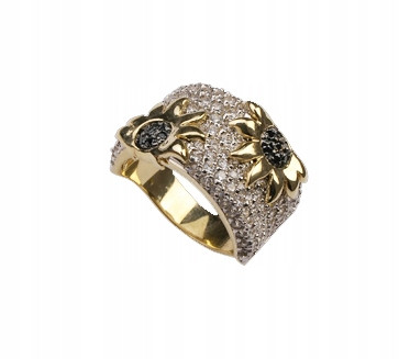  BEAUTIFUL GOLD RING "SUNFLOWERS"!!