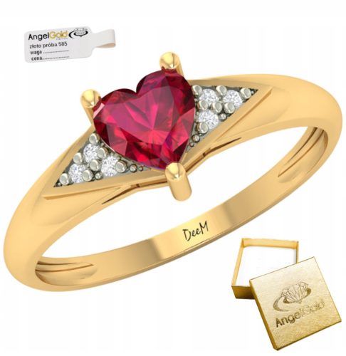  GOLDEN ENGAGEMENT RING HEART RUBY PR. 333