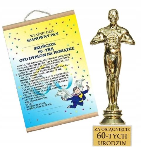 Cool, funny gadgets statuette and diploma, laurel gift for the gentleman's 60th birthday