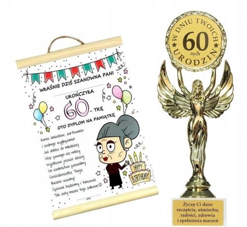  Statuette Diploma wishes gift 60th Birthday Mrs.