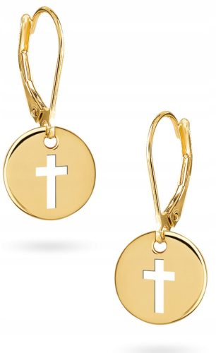  BEAUTIFUL GOLDEN EARRINGS HANGING CIRCLE CROSS 333