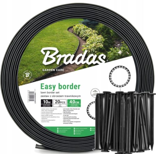 Edgings for the garden - Bradas plastic garden edging 1000 cm x 4 cm black