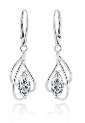  Silver Art 440A silver earrings hanging with cubic zirconia 4.1 cm