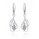  Silver Art 440A silver earrings hanging with cubic zirconia 4.1 cm