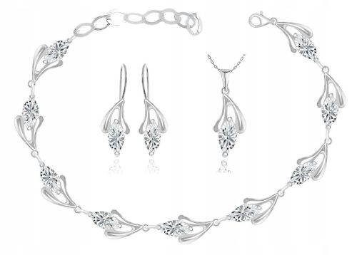  SILVER TEARFLOWER JEWELRY SET WITH ZIRCONS pr925