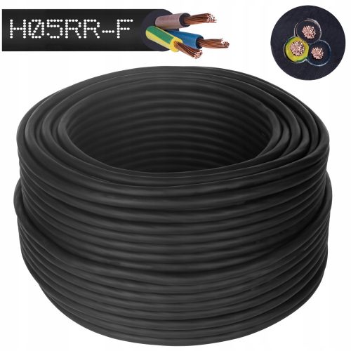 Round electrical cable, flexible (rope), rubber insulated OW electrical cable 3 x 1.5