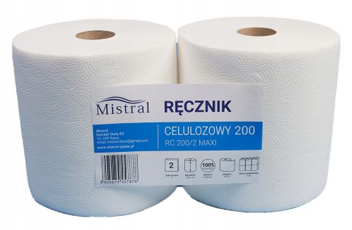 Cellulose paper towel Mistral in a pack of 2, white