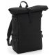 Black Roll-Top Backpack with Padded Laptop Compartment and Easy Access Pockets