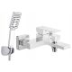 Wall-mounted single-lever bathtub faucet Laveo Kvadrato Chrome + Cubic range surface-mounted shower set