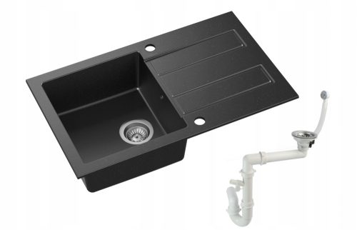 Moderno Porto single-bowl sink, black granite