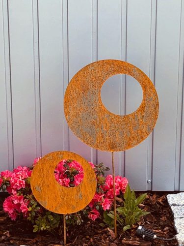  Sculpture Circle 35 cm Garden Decoration Rust Industrial