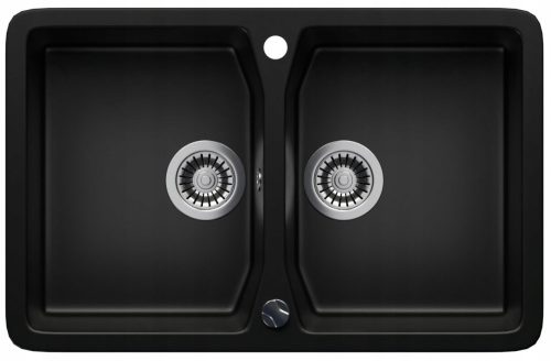 Teknoven TEXA two-bowl sink, black granite