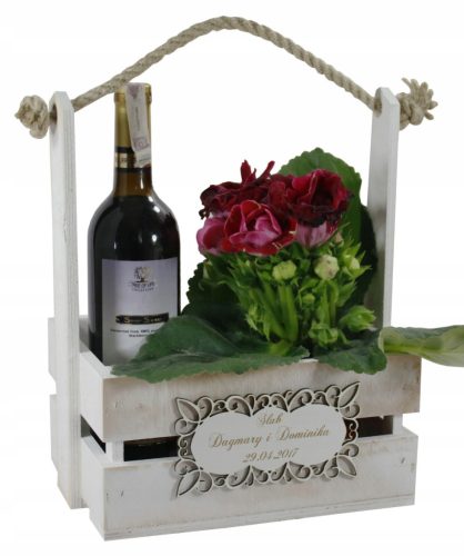  wine box, flowers, herbs, engraving, birthday gift