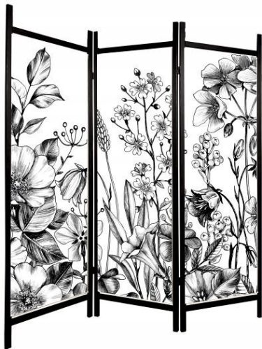 Paravent room screen print in black and white