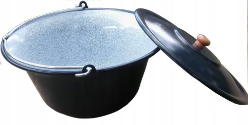  HUNGARIAN ENAMELED KETTLE 10 LITERS HANGING