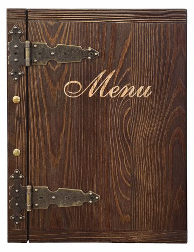 COVER A4 WOODEN MENU CARD WITH FITTING FOR RESTAURANT MENU