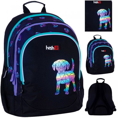  Hash multi-compartment school backpack, black, multi-colored, 20 years old