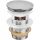 Stopper with automatic overflow, Click-Clack, round, Aqui-Silver
