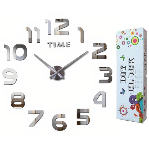  LARGE WALL CLOCK 80-120CM SILVER 12 DIGITS