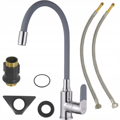 Invena SNAKE floor-standing kitchen faucet, grey