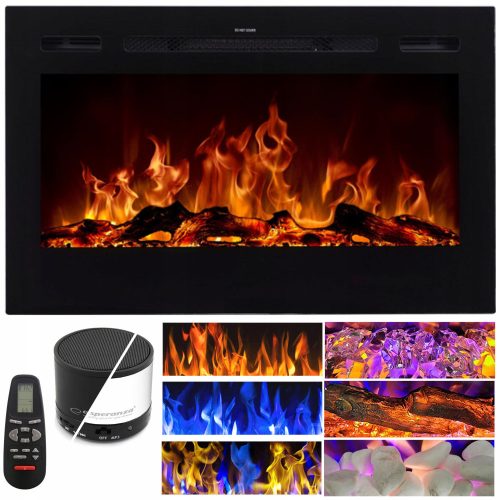 Wall fireplace with heating function, electric Aflamo black 1500 W 91.5 x 54.4 x 14 cm