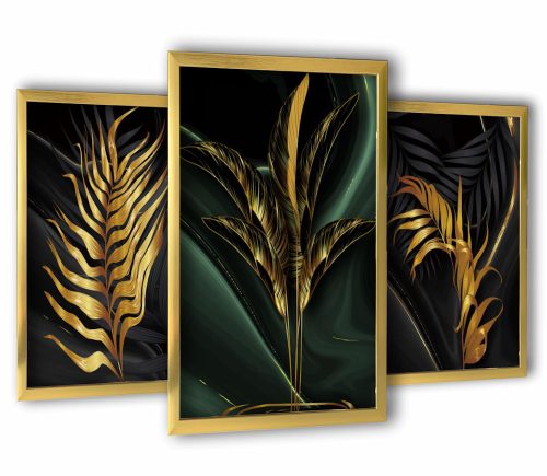 Pictures on the wall 3 paintings in gold frames 43x99 gold leaf