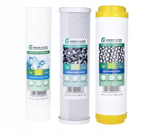 Green Filter, Filter Cartridges for 3-Stage Water Filter, Whole House, 10'', 0 l