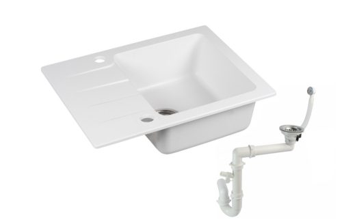 Moderno Bari single bowl sink in white granite