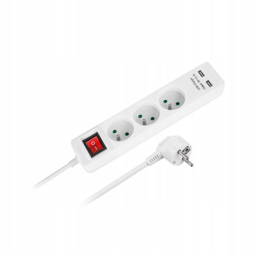 Rebel URZ3202-5 power strip, 3 sockets, 5 m, white