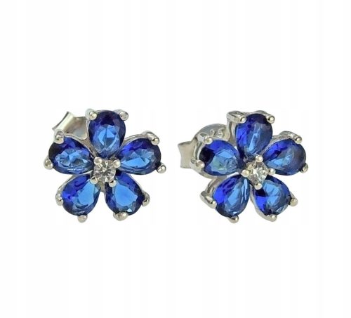  Silver Rhodium-Plated Flower Earrings with Cubic Zirconia