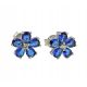  Silver Rhodium-Plated Flower Earrings with Cubic Zirconia