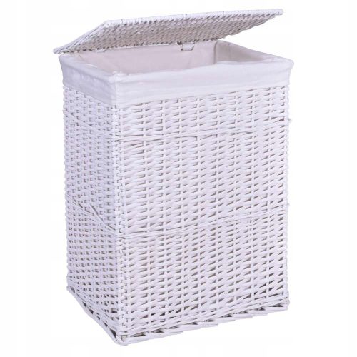  wicker basket, laundry basket, 72 l, white