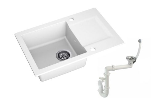 Moderno Tramonto single-bowl sink, white granite