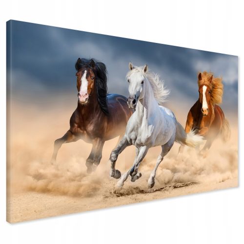 Tableaux muraux, peinture sur toile, chevaux au galop, sable, 120x80