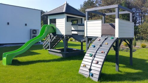 Playground, wooden house for children.