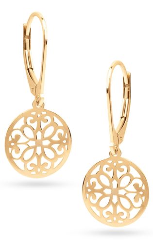  BEAUTIFUL GOLDEN EARRINGS HANGING OPENWORK HOOPS 333
