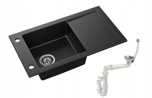 Moderno Mario single-bowl sink, black granite