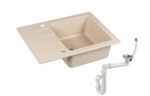 Moderno Bari single bowl granite sink in beige tones