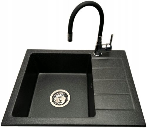 Prehnit Adal single-bowl sink, black granite