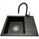 Prehnit Adal single-bowl sink, black granite