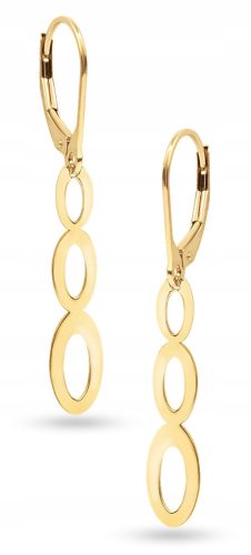  BEAUTIFUL GOLD 585 OVAL HANGING EARRINGS