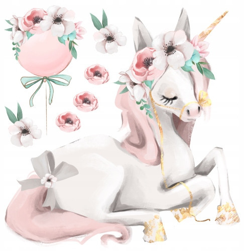 Decorative Wall Stickers Pastel Unicorn Wall Sticker, 98 x 94 cm