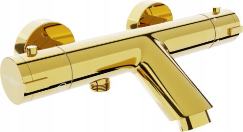 Mexen Kai, wall-mounted bathtub with two levers, gold