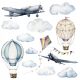  Wall Sticker Airplanes Clouds Balloons 100x100cm