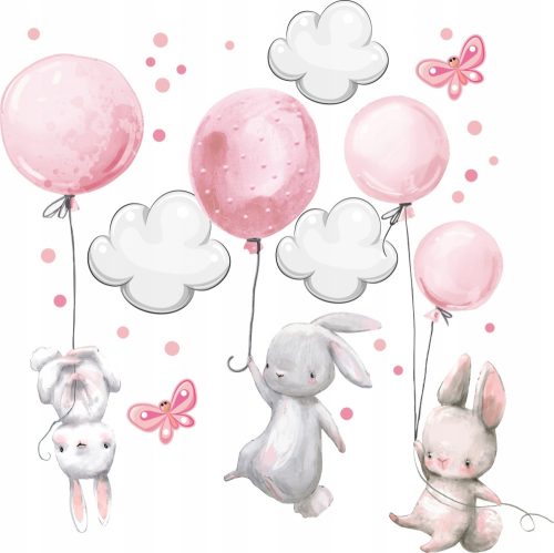  Wall sticker with bunny balloons, 50 x 100 cm